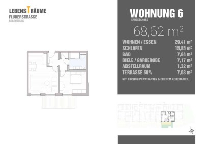 Tolle 2-Zimmerwohnung mit Terrasse und Gartenanteil