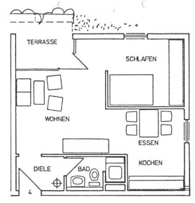 Gepflegte EG-Wohnung mit zwei Zimmern sowie Terrasse in Lörrach