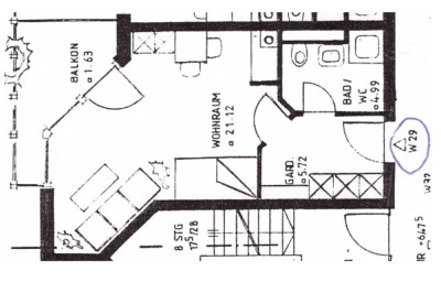 Möbliertes Single-Apartment in der 2. Etage mit EBK & TG