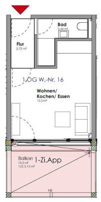 1 Zi.-App. in KL-Bännjerrück ab 01.11.2025 zu vermieten