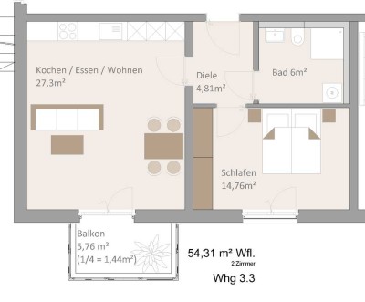 **Wohnberechtigungsschein Stufe 2 erforderlich** 2-Zimmer Neubauwohnung