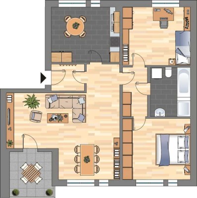 Renovierte 3-ZKB-Balkonwohnung in der City zu vermieten!