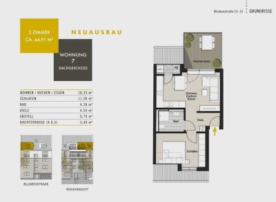 Neuausbau! Wärmepumpe! Zentral! Dachterrasse! WE 7 - Blumenstraße 13-15