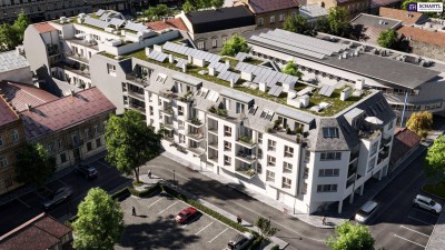 Jetzt Early Bird Aktion sichern! ZUM JUNGBRUNNEN! Großzügige 2 Zimmer-Wohnung mit viel Stauraum! Blick auf den schönen Hauptplatz! Beste Infrastruktur + Hochwertige Materialien + Garagenplatz optional!