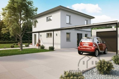 Ein neues Haus mit voller Fantasie, mit neuen Formen und Farben in Burgthann