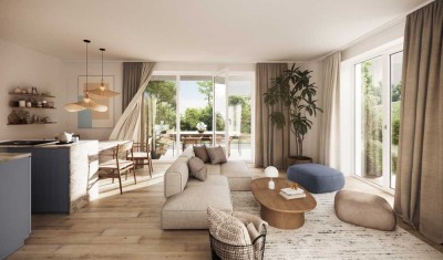 SEEQUARTIER EUTIN - 2 Zimmer-Wohnung , ca. 60 m² mit umlaufender, ca. 36 m² Terrasse , TG-Stellplatz