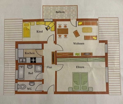 Geschmackvolle 3-Zimmer-Dachgeschosswohnung mit geh. Innenausstattung mit Balkon und EBK inKorb