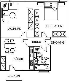 Helle 2-Zimmer-Wohnung mit Balkon