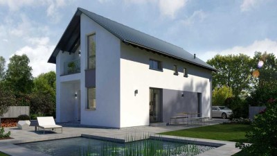 Haus mit durchdachtem Design und viel Raum mit einem Grundstück berechnet!