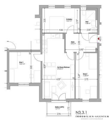 Wohnberechtigungsschein EK1 erforderlich! Moderne 4-Zimmer-Wohnung mit Balkon in Schwandorf