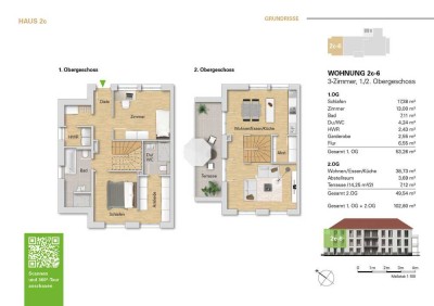 ***Neubau 3 Zi.-Maisonette-Wohnung im 1.OG+2.OG, WE 2c-6 als Erstbezug mit großer Terrasse***