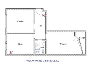 Sanierte 2 ZW mit Wohnküche und Balkon!
