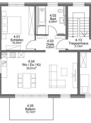 Moderne 2-Zimmer-OG-Wohnung mit EBK in Ludwigsburg-Poppenweiler