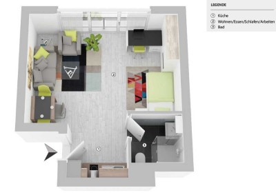 Erstbezug nach Modernisierung / Sanierung Möblierte 1 Zimmer Wohnung voll Ausstattung 32 qm + Garage
