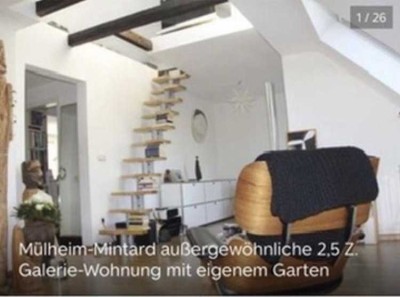Außergewöhnliche Galerie-Dachgeschoss Wohnung mit eigenen Garten in MH -Mintard