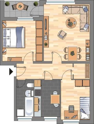 Gepflegte 3-Zimmerwohnung inkl. Balkon