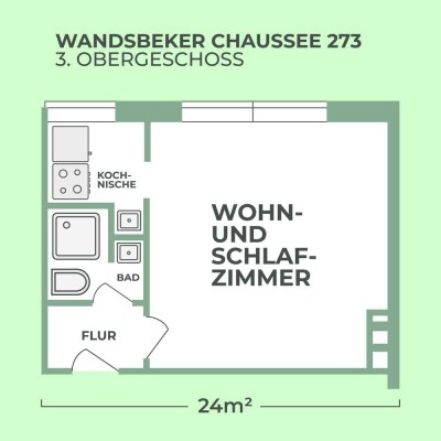 1-Zimmer-Apartment im Herzen von Eilbek –  bezugsfrei ab 01.11.