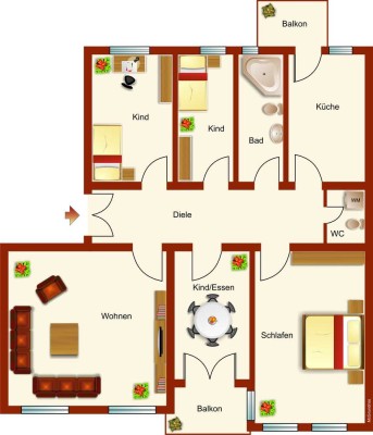 Geschmackvolle, gepflegte 5-Zimmer-Wohnung mit Balkon in Radebeul