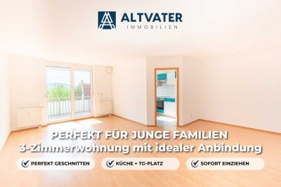 BEZUGSBEREIT - Hervorragend geschnittene 3-Zi. Wohnung mit Südbalkon, Tiefgaragenstellplatz & Küche