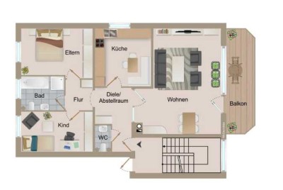Geschmackvolle Teilmöblirte 3-Raum-Wohnung in Moers