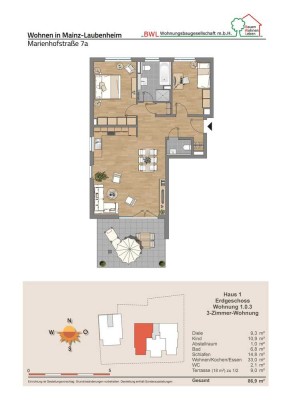 IHR NEUES ZUHAUSE! Sonnige 3-Zimmer EG- Wohnung mit EBK in Mainz-Laubenheim