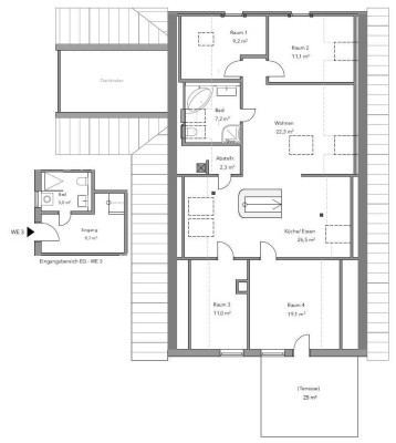 Neu sanierte, helle 5-Raum-DG-Wohnung mit großem Garten + Terrasse in Fischerhude
