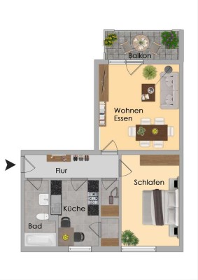 München-Mittersendling / 2 Zimmer, 2 Kammern, Küche, Bad/WC, Flur, Balkon, Kellerabteil