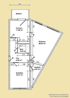 Komfortable und helle 2-Raum-Wohnung mit BALKON im Erdgeschoss zu vermieten!