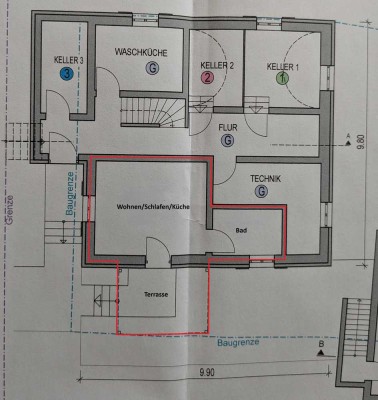 Möblierte 1-Zimmer-Wohnung mit großer Terrasse und Gartenzugang