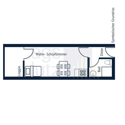 Helle 1-Zimmer-Wohnung mit Loggia in ruhiger Lage von Tübingen