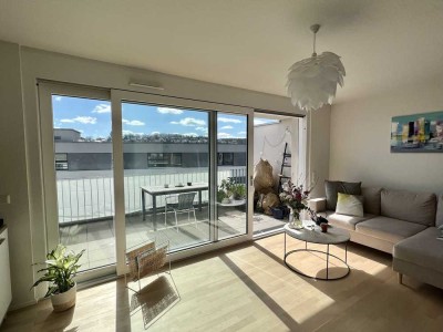Geschmackvoll möblierte 1-Raum Wohnung / großer Südbalkon / neuwertige EBK in Tübingen-Weststadt