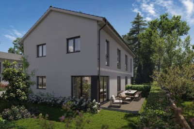 Mit Fußbodenheizung, Wärmepumpe usw.: Neubau-Doppelhaus für zwei Familien inkl. Grundstück in Bernau