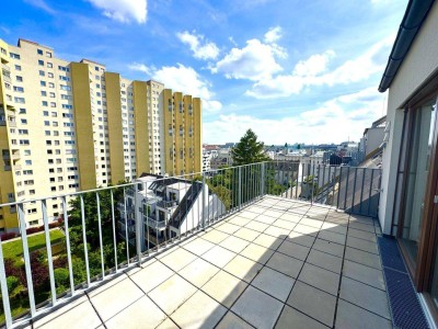Penthouse Living beim Donauzentrum &amp; U1! Neubau! große Terrasse! Garage! elektrische Beschattung!