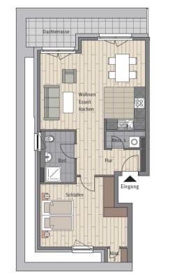 UNTERVERMIETUNG 6 Monate Penthouse 2-Zimmer-Wohnung / Einbauküche