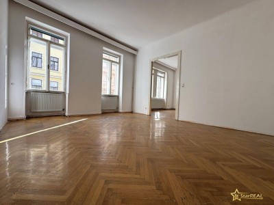 ROHDIAMANT IN TOPLAGE! U6 DIREKT. SANIERUNGSBEDÜRFTIGE 3,5 ZIMMER. FISCHGRÄTPARKETT.
