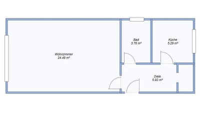 Zu vermieten Einzimmerwohnung im Hochparterre mit PKW Stellplatz