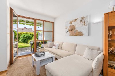 Schick renovierte 3-Zi-EG-Wohnung mit Garten, Hobbyraum und TG-Stellplatz