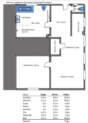 Altersgerechte / Barrierefreie Wohnung 75qm im EG frisch saniert / Erstbezug