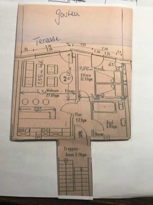 schöne 2 Zi-Wg. mit Einbauküche und Eßtresen, Terrasse, Garten, Garage, Keller