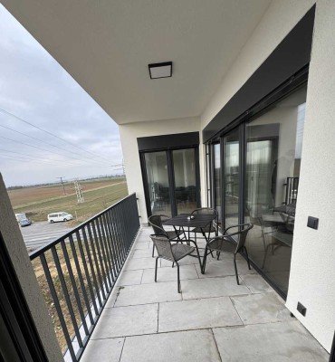 Exklusive 4-Zimmer-Wohnung in Hofheim-Diedenbergen – Balkon mit Feldblick