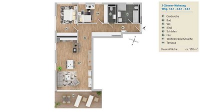 Familienfreundliche 3-Zimmer-Neubauwohnung mit Terrasse