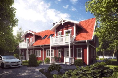 SCHWEDENHAUS (DHH) inkl. ca. 500 m² GRUNDSTÜCK 5 min vom See
