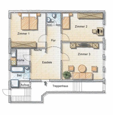 Wohnen in St. Johannis ...
3- Zimmer- Wohnung mit Garage