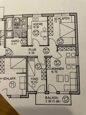 Schöne und modernisierte 3-Zimmer-Wohnung mit geh. Innenausstattung mit Balkon in Untermeitingen