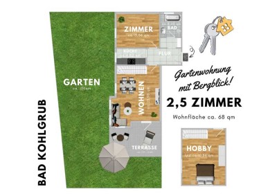2,5 Zimmer Gartenwohnung