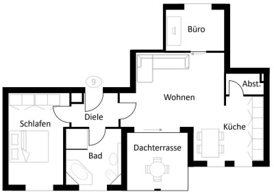 3-Zimmer-Wohnung mit Dachterrasse