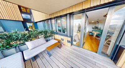 Korso: Neubau mit Terrasse im 7.OG | Traumausblick | Westen (Abendsonne) | 360°-Tour