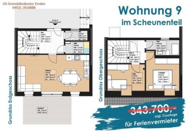 "Neuer Preis" Ferienwohnung "Gulfhof Rysum" im Schatten der Mühle „Wohnung Nr.9“ inkl. Mietgarantie