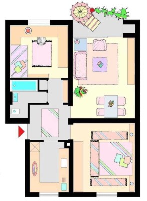 Teilmöblierte 3-Raum-Hochparterre-Wohnung mit Balkon und EBK in Böblingen, ideal für WGs