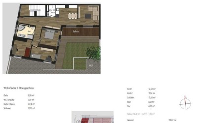 4-Raum Etagenwohnung NEUBAU 2023 1.OG I großem Balkon I Einbauküche I Stellplatz